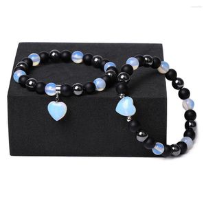 Bracelets de charme 8mm Bracelet de perles de pierre de cristal naturel pour femmes hommes beau coeur Reiki guérison couple bijoux cadeau d'amitié