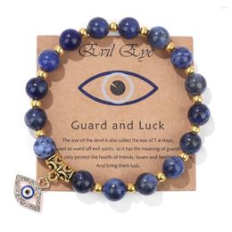 Charme Armbänder 8mm Naturstein Perlen Armband Blue Eye Frauen Männer DIY Handgemachte Glück Wunsch Anhänger Armreifen Party Schmuck geschenke