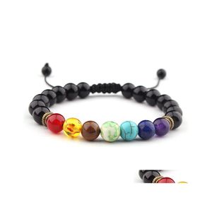 Bedelarmbanden 8 mm natuursteenarmband 7 chakra mticolor kralen lava stenen golf vrouwen mannen yoga drop levering sieraden dh193