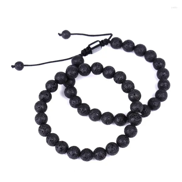 Pulseras de encanto 8 mm natural piedra volcánica trenza moda mujeres hombres pareja regalo lava aceite esencial parejas brazalete