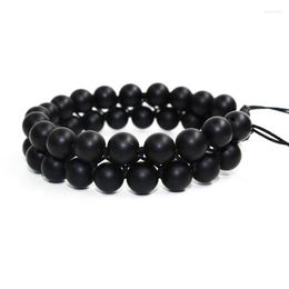 Pulseras con abalorios, pulsera de roca volcánica de piedra natural de 8MM, pulsera de piedras de ojo de tigre ajustable de doble capa para hombres, regalo de joyería para él