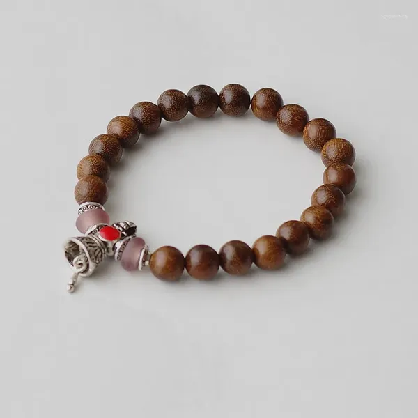 Bracelets de charme 8mm Perles de bois de santal Bracelet de brins Prière chanceuse Rituel bouddhiste tibétain Vajra Mala pour femmes hommes