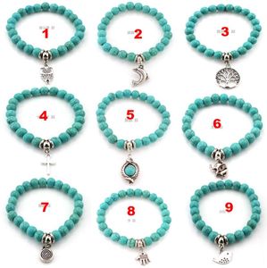 Bracelets de charme 8 mm turquoise perle hamsa main turc religions ethniques bijoux femmes USA yoga gouttes livraison dh7yt