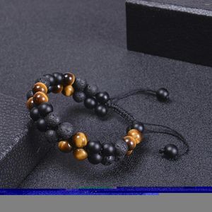 Bracelets de charme bracelet en pierre volcanique 8 mm perles naturelles lava tigre élastique pour hommes femmes juive z2b8