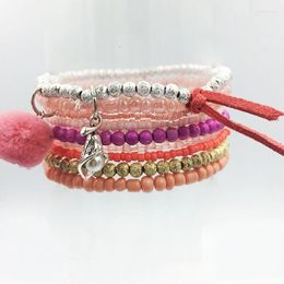 Bracelets porte-bonheur 8 pièces/ensemble Style plage bohème couleur bonbon perles multicouches bracelets à pampilles pour femmes cadeau Pulseras Mujer