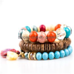 Bracelets de charme 8pcs Set Bohemian Bracelet des perles faites à la main pour les femmes Colorf Chain de perle Bangle Girls Boho Jewelry AC Dhgarden Dhanp