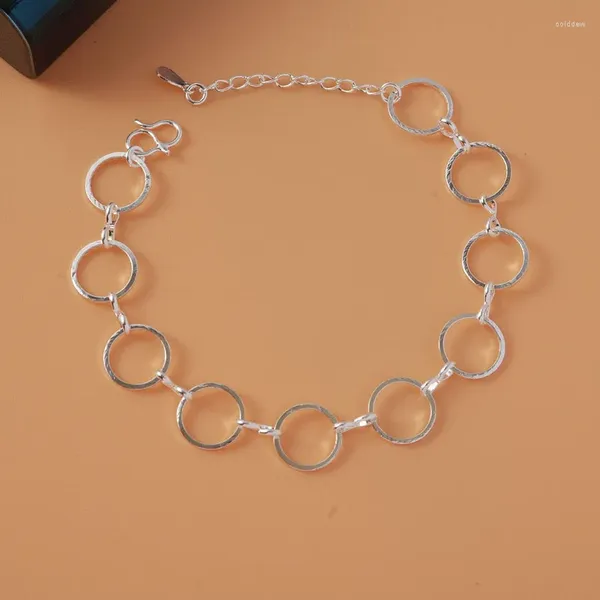 Braceletas Charm 925 Silver Circle Bracelet Bangle para mujeres Joyas de fiesta de bodas SL020