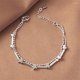 Braceletas Charm 925 Pulsera de cadena de doble capa plateada para mujeres Joyas de fiesta dulce SL026