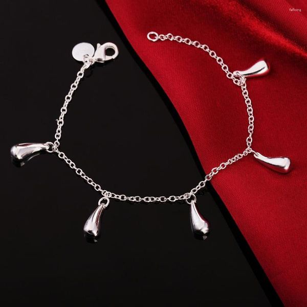 Bracelets porte-bonheur 925 timbre Bracelet en argent chaîne breloques goutte pendentif bijoux mode belle pour les femmes dame mariage beau cadeau