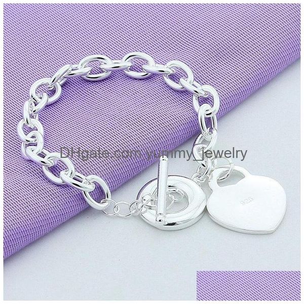 Bracelets de charme 925 estampillé Esigner Bracelets pour femme T O coeur fermoir Sterling Sier filles dame charmes bijoux mode lien chaîne Ba Dheps