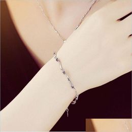 Bracelets de charme 925 Sterling Sier Nouveau Bracelet Quatre Pieds Huit Modèles Féminins Cristal Mignon Mode Sauvage Rétro Bijoux Super Flash 500 Dhlm8