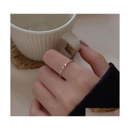 Bedelarmbanden 925 Sterling sier geweven voor vrouwen dunne lijngolf twisted string wijsvinger ring opening verstelbare druppel levering jood dh8jz