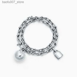 Bracelets de charme 925 en argent Sterling boule serrure pendentif pour femmes marque de luxe bijoux mode vacances cadeau livraison gratuite Q240330