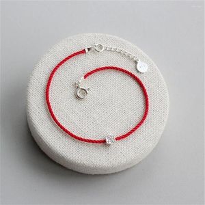 Bracelets de charme 925 Bracelet en argent sterling Plum Fleur Couple Femme Femmes Red Ligne Fidre de filet