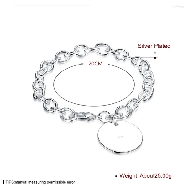 Bracelets de charme 925 Sterling Silver Circle Tag Bracelet Femme Mode Mariage Engagement Party Bijoux