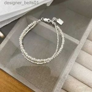 Charme Bracelets 925 en argent Sterling Double couche perle Bracelet pour femmes fille conception perle coréen bijoux livraison directe Charm BraceletL231214