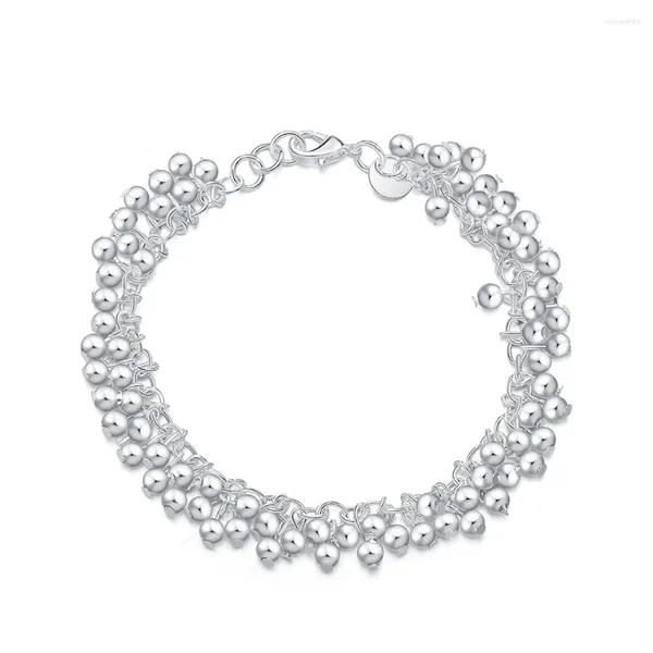 Bracelets de charme 925 Sterling Silver Raisins Perles lisses Bracelet pour fiançailles de mariage Femme Bijoux de mode