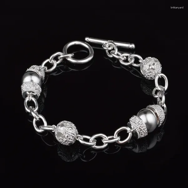 Bracelets de charme 925 pendentif en argent sterling bracelet de boule creuse adapté aux dames de fiançailles de mariage de mode cadeau bijoux