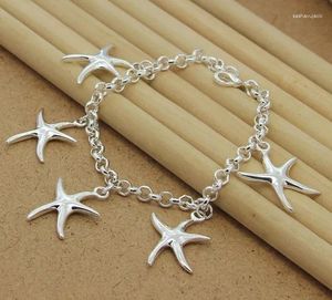 Bracelets à charme 925 Bracelet étoile de mer en argent sterling Fashion Fashion Femmes de mariage Bijoux de bijoux Pulseira