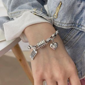 Bracelets de charme 925 Bracelet thaï en argent sterling pour les femmes 2024 vintage coeur géométrique d'amour Lucky Punk Fashion Jewelry Drop