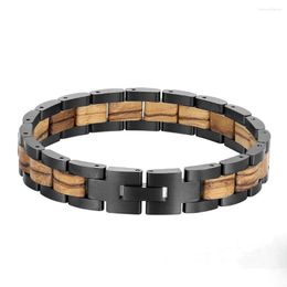 Bedelarmbanden 9 mm heren roestvrijstalen stoep Cuban link ketting zwart goud zilveren kleurarmband voor dames paar sieraden houten band