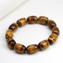 Bracelets porte-bonheur une pierre d'oeil de tigre pour hommes femme 16 MM/19 MM Bracelet perlé Nature pierres bijoux