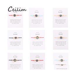 Pulseras con dijes Abulón Shell Corazón Redondo Cruz Hexag Pulsera Hecha a mano Cuerda trenzada Amistad con tarjeta para mujeres Diseñador de moda Otoam