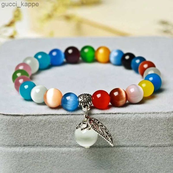 Pulseras con dijes Accesorios para Mujer Ágata Natural Ojo de Gato Pulsera de Piedra para Mujer Bracalet con Cuentas de Cristal Parejas Joyería Pulseras Mujer