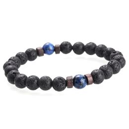 Pulseras con dijes Accesorios para hombre Pulsera de piedra volcánica Joyería de cuentas de piedra lunar natural Obsidiana europea Entrega de gotas OTBEP