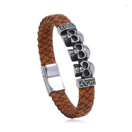 Bracelets à breloques accessoires en acier inoxydable cuir Vintage tissé bijoux pour hommes Bracelet