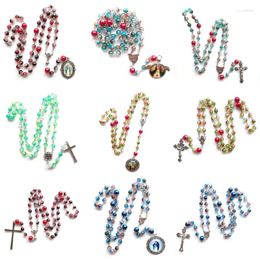 Bracelets de charme Collier de prière en acrylique Holy Sol Mary Bénédiction Rosaire Perles religieuses