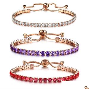 Bedelarmbanden Verstelbare Cz Kristal Armband Stretch Bling Enkele rij Steentjes Voor Vrouwen Elasticiteit Bruidscadeau Sieraden Dr Dhyjf