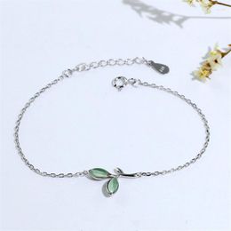 Bracelets porte-bonheur chaîne à maillons réglable pendentif feuille d'opale couleur argent Bracelet d'amitié pour les femmes Eh265