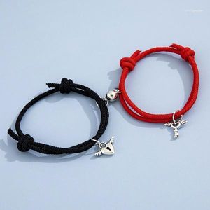 Bracelets à breloques Bracelet magnétique réglable pour les couples petit ami et petite amie amour lune étoile relation