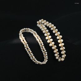 Bracelets de charme Esthétique Bracelet de perles naturelles pour femmes tissées à la main de haute qualité plaqué or 2023 Tendance Vintage Accessoire sur la main Bijoux