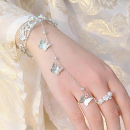 Bedelarmbanden esthetische vintage armband met vingerring gouden kleur bohemian etnische vlinder link pols eenvoudige ketting trendy dames