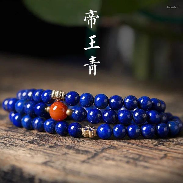 Pulseras de encanto Afganistán Natural Lapis Lazuli Pulsera Multi Anillo Estilo étnico Verde con joyería de mujer roja del sur