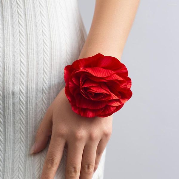 Bracelets porte-bonheur Ailodo Romantique Big Rose Fleur Bracelet Pour Femmes 4 Couleurs Velours Chaîne Fête De Mariage De Mode Bijoux Filles Cadeau