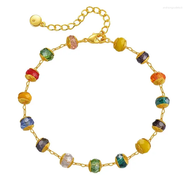 Bracelets de charme ALLME Mode 18K véritable plaqué or en laiton coloré verre strass perles brin pour les femmes bijoux en gros