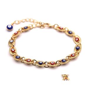 Bracelets de charme Alliage Bracelet Colle Goutte Bleu Rouge Turquie Oeil Fashionwomen Bijoux Or 5LL Q2 Livraison Ot5aw