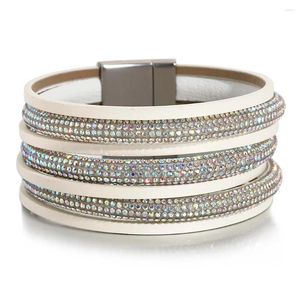 Bracelets de charme Allyes Fashion Micro Bracelet en cuir en ramification pour femmes Simple multicouche Crystal Wide Wrap