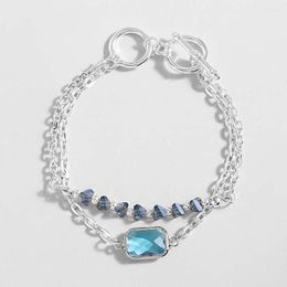 Bedelarmbanden Allyes geometrische kristallen stenen metaal kralen Bracelet voor vrouwen mode zilveren kleur dubbellaags feest sieraden geschenken