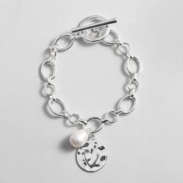 Bracelets porte-bonheur ALLYES creux cercle chaîne à maillons pour les femmes tendance ronde coeur pièce perle pendentif Bracelet Punk élégant bijoux