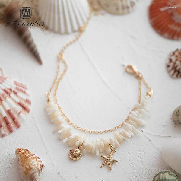 Bracelets de charme Amaiyllis Beach Sea Star Shell Charms Bracelet pour les femmes Bohemia Chips Strand Ocean Style Pulseras