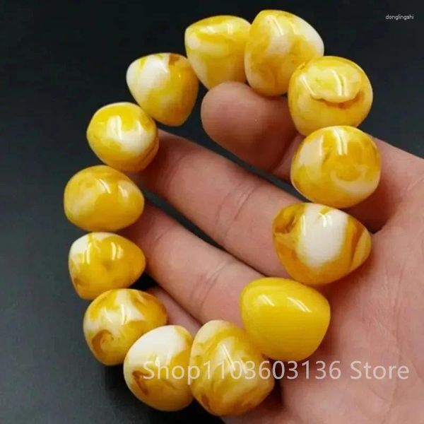 Bracelets de charme Bracelet de cire de miel jaune ambre