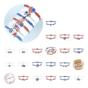 Bracelets de charme bracelet American Independence Day Fashion personnalisé MTI MTI USA Flag à cinq pointes Point Pendant Drop Livrot OTP5Y