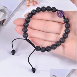 Bedelarmbanden Amethist Armband Verstelbare Natuurlijke Tijgeroog Olie Diffuser Lavasteen Voor Mannen Vrouwen Mode-sieraden Drop Delivery Dhckq