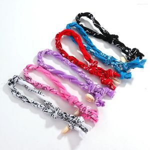 Bedelarmbanden Amorcome Boheemse Bandana Katoenen Armband Voor Vrouwen Meisjes Zeeschelp Gevlochten Touw Ketting Vrouwelijke Sieraden