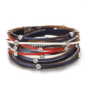 Bedelarmbanden Amorcome Classic Crystal Beads Leaters For Women Rhinestone Meerlagige wrap Bracelet armband mode sieraden cadeau