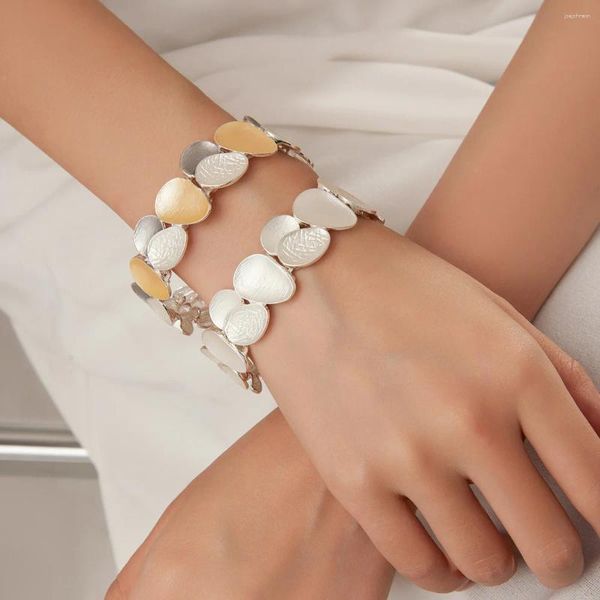 Bracelets de charme Amorcome Corde Élastique Mat Couleur Émail Géométrique Chaîne Épaisse Bracelet Extensible Réglable Vintage Bijoux Pour Femmes